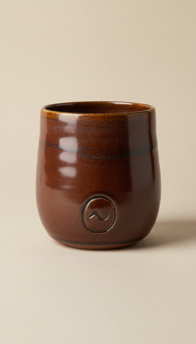 Ceramic mug in deep cocoa glaze